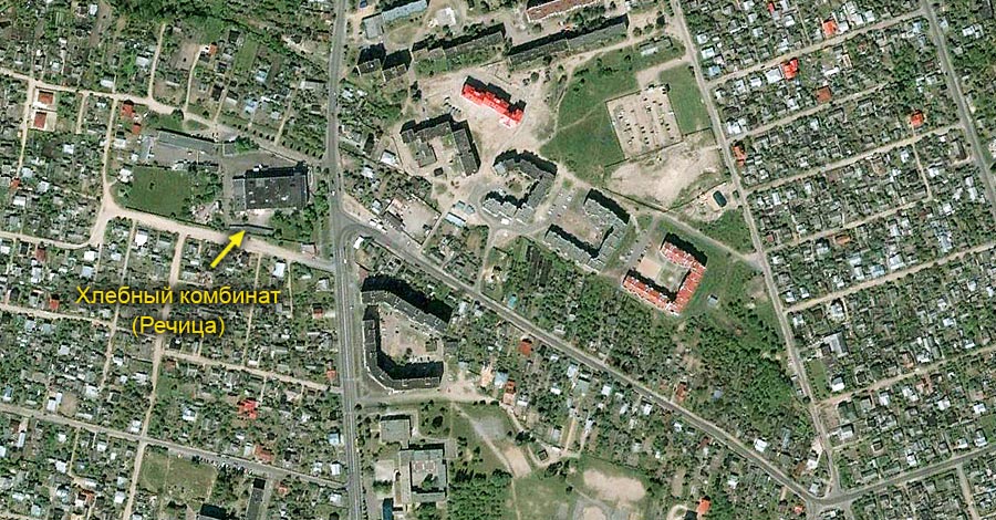 Хлебный комбинат (Речица). Фото со спутника. 2009 год